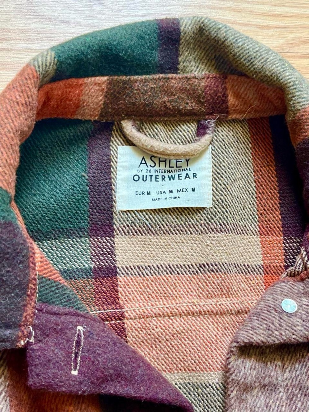 Ashley By 26 International Plaid Cropped Jacket in Green, Orange & Brown - Picture 2 of 3